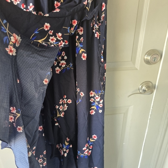 Blush Floral Maxi Wrap Dress 1X Pink Blue Women Ruffles Cottage Romantic Boho - Picture 9 of 16